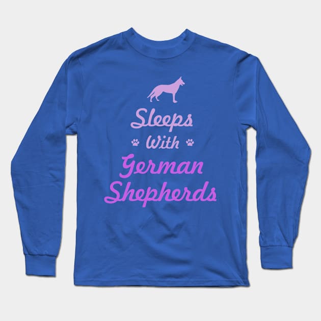 Sleeps With German Shepherds Long Sleeve T-Shirt by veerkun